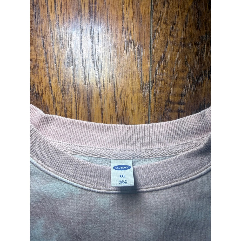 Old Navy Womens XXL Pink Tie Dye Crewneck Sweatshirt Oversized Long Sleeve - Picture 2 of 4
